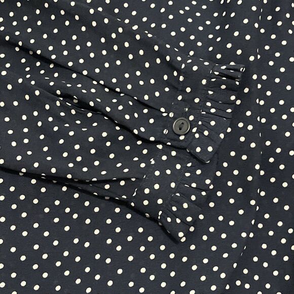 H&M Women’s pull over Blouse Blue With White Polka Dots US Size 12 - Picture 6 of 6